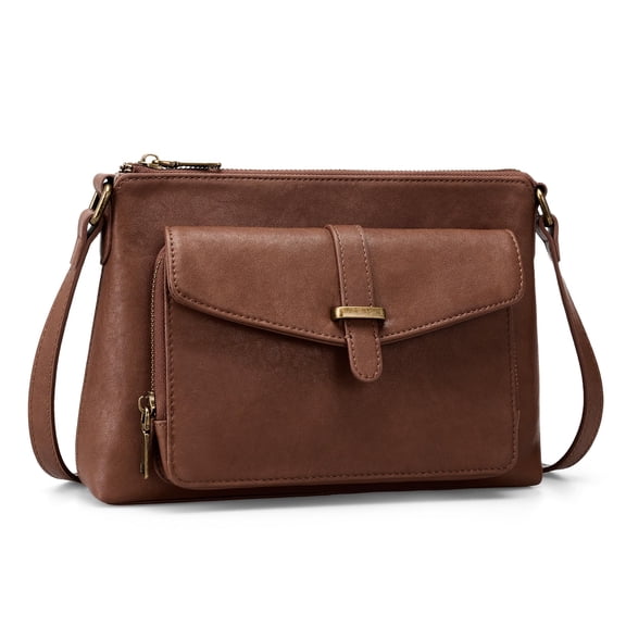 befen Genuine Leather Purses for Women Small Crossbody with Built in RFID Wallet Soft Real Leather Cross Body Bags Brown Shoulder Bag with Adjustable Strap Trendy Handbag for Trave L& Daily Y101