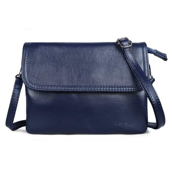 befen Leather Small Cell Phone Crossbody Wallet Purse and Bags for Women with Key Ring (Medium Navy Blue) Y101