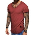thumbnail image 1 of behype. Men's Basic V-Neck Casual Fashion Hipster T-Shirt Muscle Longline Tee Casual Premium Top D-1702 (X-Large, Red (wash)), 1 of 1