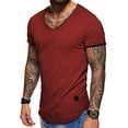 thumbnail image 1 of behype. Men's Basic V-Neck Casual Fashion Hipster T-Shirt Muscle Longline Tee Casual Premium Top D-1702 (XXX-Large, Red), 1 of 1