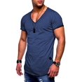 thumbnail image 1 of behype. Men's Basic V-Neck Casual Fashion Hipster T-Shirt Muscle Longline Tee Casual Premium Top MT-7102 (XXX-Large, Navy (wash)), 1 of 1