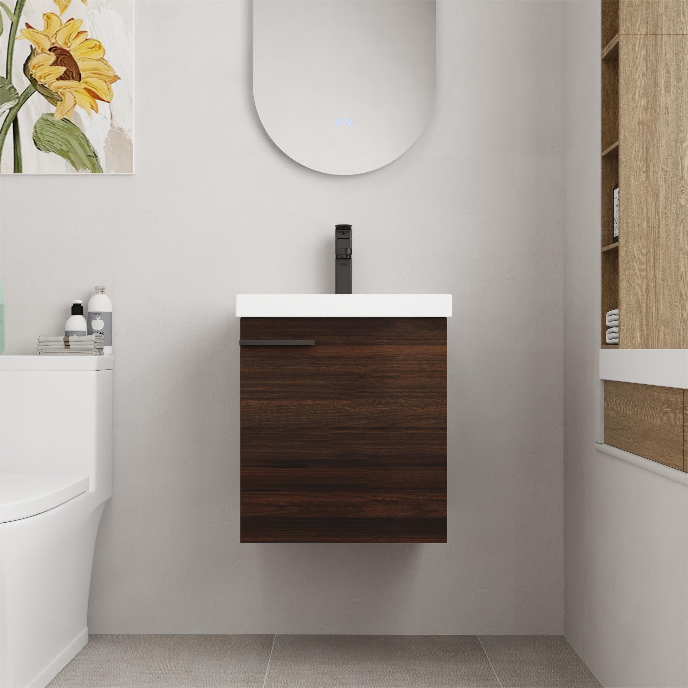 beingnext 16/18 Inch Bathroom Vanity with Sink, Single Sink Floating ...
