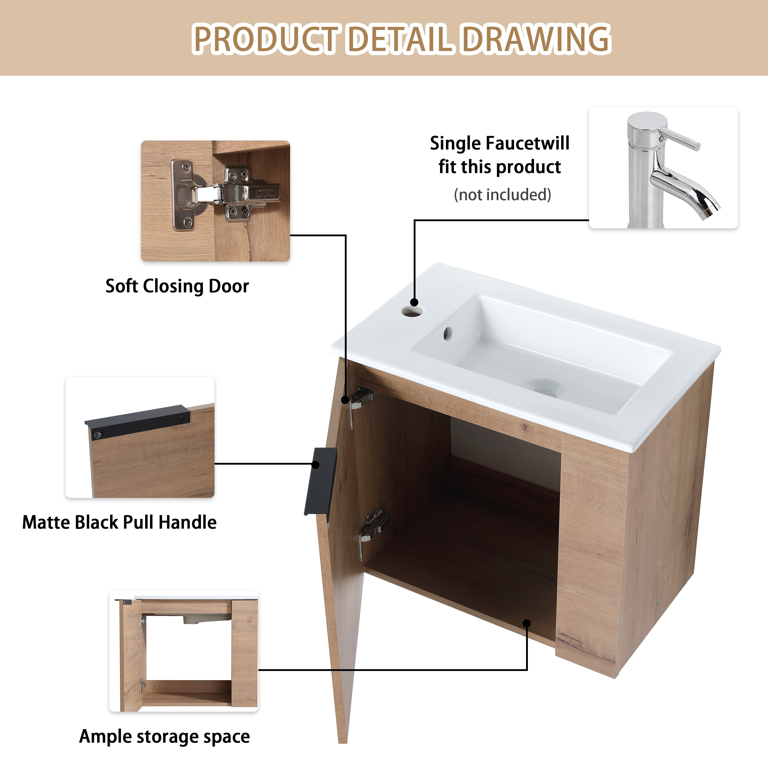 beingnext 22" Mini Bathroom Vanity with Sink for Small Bathroom ...