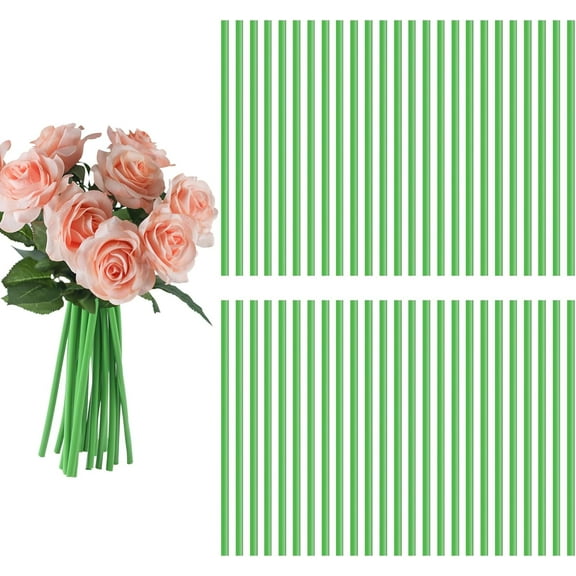 beinkmake 50Pcs Flower Stem Covers 12inch Green Tubing Roll Tubes for Bundling Artificial Flowers DIY Bouquets Wedding Corsage Arrangement