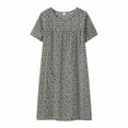 thumbnail image 1 of Summer Cotton Silk Short Sleeved Sleep Dress For Middle Aged Women New Loose Fitting Home Wear Elderly Sleepwear Plus Size Dress, 1 of 3