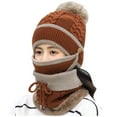 thumbnail image 1 of beishanbush Baseball Caps Adult Windproof Hat Cycling Skiing Knit Hat Scarf Mask Sets Warm Knitted Cap Coffee, 1 of 4