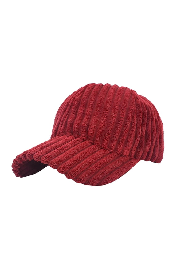 Clothing 2025 Baseball Caps Autumn and Winter Hat Female Korean Version Baseball Cap Foreign Trade Striped Corduroy Street Casual Duck Cap Red
