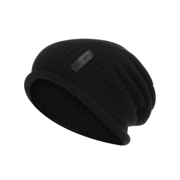 beishanbush Baseball Caps Men Knitting Wool Hemming Beanie Winter Keep Warm Tie-dye Printing Hat Cap Black