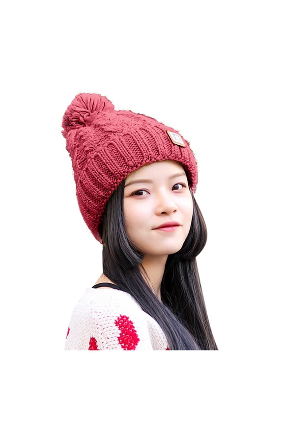 Baseball Caps Plush Outdoor Cycling Warm Woolen Hat Cute Five-star All-match Ear Protection Knitted Kat Watermelon Red