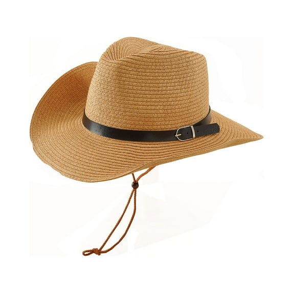 beishanbush Baseball Caps Solid Color Black Leather Belt Decorated Holiday Cowboy Sunhat Khaki