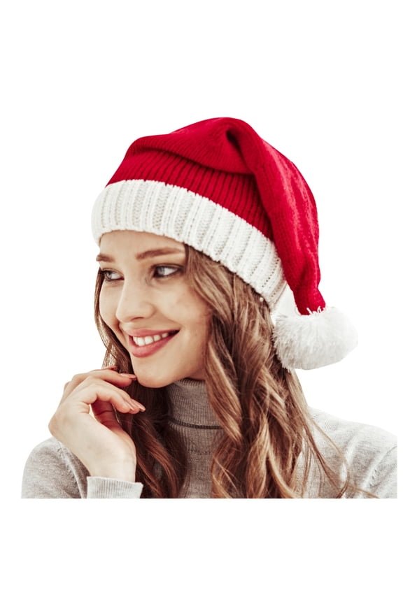 Baseball Caps Winter Wool Ball Parent-Child Knitted Hat Lattice Mother Baby Christmas Warm Hat Red1