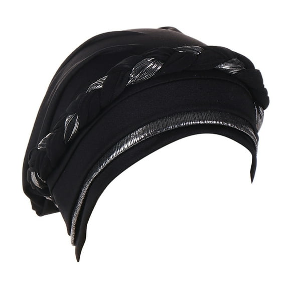 beishanbush Baseball Caps Women Braid Turban Hats Hat Cap Hair Bonnet Head Scarf Wrap Cover Black