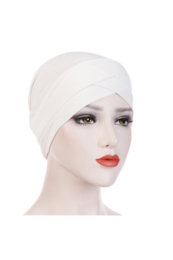 Clothing 2025 Baseball Caps Women Stretch Cloth Forehead Cross Hat Linen Turban Hat Bottoming Hat White