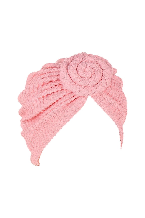 Baseball Caps Women Turbans Knot Pre Tied Bonnet Beanie Cap Headwraps Hats Pink