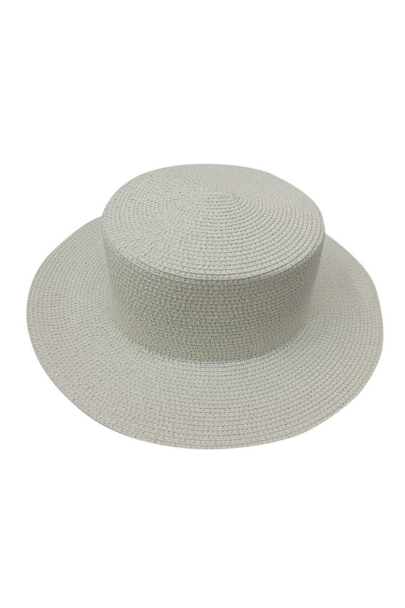 Baseball Caps Women's Straw Panama Hat Fedora Summer Beach Sun Hat UV Protection Hat White