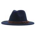thumbnail image 1 of beishanbush Baseball Caps Womens Classic Wide Floppy Panama Hat Belt Buckle Wool Fedora Hat Navy, 1 of 1