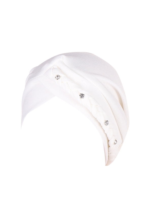 Baseball Caps Womens Multi Color Two Band Studded Braid Cap Side Braid Square Braid Cap White
