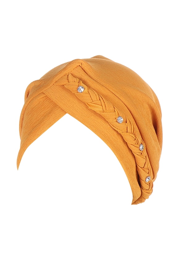 Baseball Caps Womens Multi Color Two Band Studded Braid Cap Side Braid Square Braid Cap Yellow