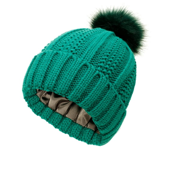 beishanbush Baseball Caps Womens Winter Knitted Beanie Hat with Pom Warm Knit Cap Beanie Hats for Women Green