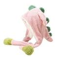 thumbnail image 1 of beishanbush Berets Animal Dinosaur Hat with Plush Moving Ears Jumping Up Beating Funny Cap for Women Girl Dress Up Christmas Party Holiday Hat Pink, 1 of 6
