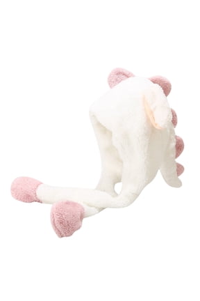 Berets Animal Dinosaur Hat with Plush Moving Ears Jumping Up Beating Funny Cap for Women Girl Dress Up Christmas Party Holiday Hat White