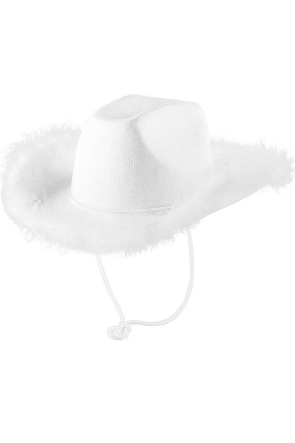 Clearance Sales Berets Hat with Feather Fluffy Feather Brim Adult Size Cowboy Hat with Feathers for Party Play Dress Up Outfits for Women WH1