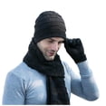 thumbnail image 1 of beishanbush Clearance Sales Bomber Hats Men's Winter Knitted Windproof Hat Scarf Gloves Three-piece Winter Knitted Hat Men's Warm Hat Black, 1 of 6
