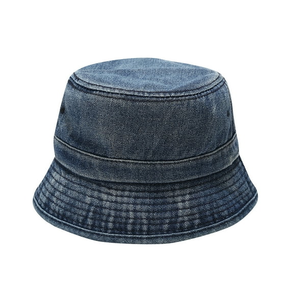 beishanbush Bucket Hats Adult Fashion Solid Denim Sunshade Fisherman's Hat Basin Hat Outdoor Bucket Hat Blue
