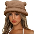 thumbnail image 1 of beishanbush Clothing 2025 Bucket Hats Cute Bear Ear Basin Hat Winter Thick Warm Hat Bucket Cap for Women Men Brown, 1 of 6
