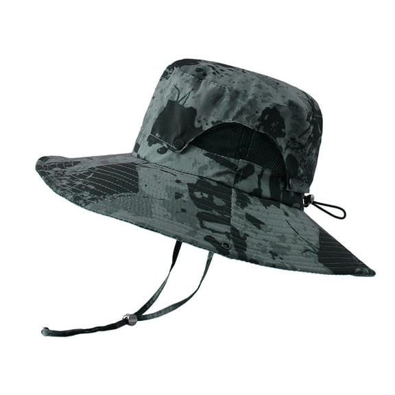 beishanbush Bucket Hats Men Mountaineering Fishing Camouflage Hood Rope Outdoor Shade Foldable Casual Breathable Bucket Hat Grey