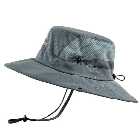 beishanbush Bucket Hats Men Mountaineering Fishing Solid Color Hood Rope Outdoor Shade Foldable Casual Breathable Bucket Hat Dark Gray