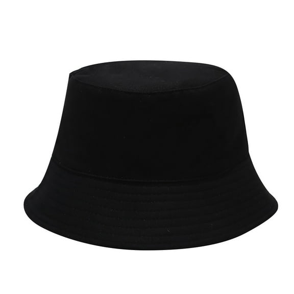 beishanbush Bucket Hats Summer Men and Women Foldable Pure Color Fisherman Hat Sun Hat Bucket Cap Black