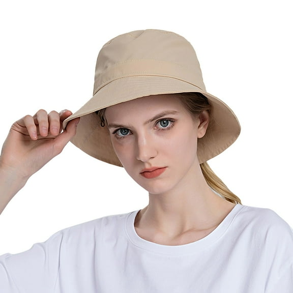 beishanbush Clothing 2025 Bucket Hats Women Sun Hat Wide Brim Protection Beach Hat Adjustable Bucket Hat Summer Hats Beige