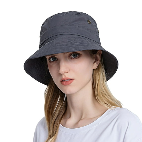 beishanbush Clothing 2025 Bucket Hats Women Sun Hat Wide Brim Protection Beach Hat Adjustable Bucket Hat Summer Hats Dark Gray