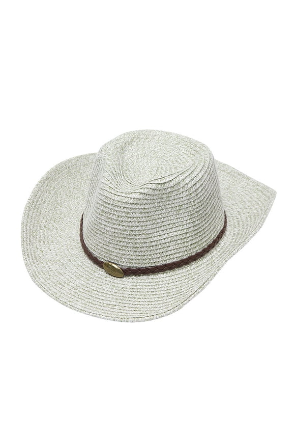 Cowboy Adult Unisex Summer Fashion Sunscreen Straw Cap Beach Casual Cowboy Hat Grey