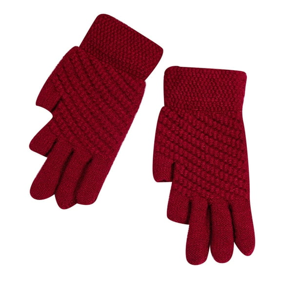 beishanbush Gloves Mittens Promo 23cm Winter Knitted Screen Gloves Adult Gloves Wine