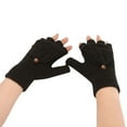 thumbnail image 1 of beishanbush Gloves Mittens Winter Fashion Solid Color Knit Button Cute Dual Use Warm Half Finger Gloves Black, 1 of 3