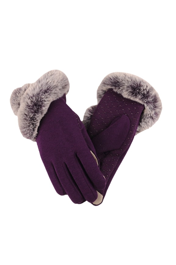 Gloves Mittens Women Winter Touchscreen Gloves for Cold Weather, Chenille Warm Cable Knit Elastic Texting Thermal Gloves for Driving Purple