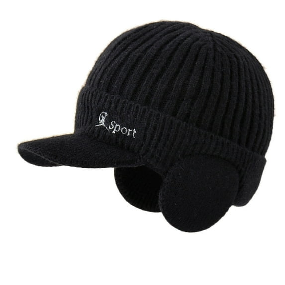 beishanbush Hats Elastic Warm Knitted Hat Winter Hat Mens Thickened Wool Hat Outdoor Warm Knitted Hat In Autumn and Winter Black