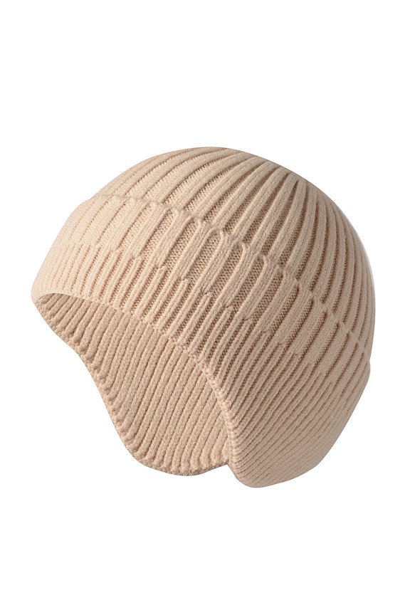 Hats Winter Earflap Knitted Cap Men Warm Womens for Women Hat Knit Baseball Caps Beige