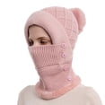 thumbnail image 1 of beishanbush Hats Women Winter Outdoor Riding Headgear Cold-Proof Ski Cap Warm Bib Face Mask Integrated Cold-Proof Hood Hat Pink, 1 of 5