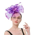thumbnail image 1 of beishanbush Heardband Hats for Women Fascinators Womens Flower Hat for Tea Party Ball Wedding Double Use of Hair Clips and Hoops Purple, 1 of 9