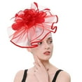 thumbnail image 1 of beishanbush Clearance Sales Heardband Hats for Women Fascinators Womens Flower Hat for Tea Party Ball Wedding Double Use of Hair Clips and Hoops Red, 1 of 8