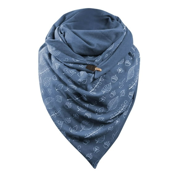 beishanbush Scarf Fashion Women Printing Button Soft Wrap Casual Warm Scarves Shawls Blue
