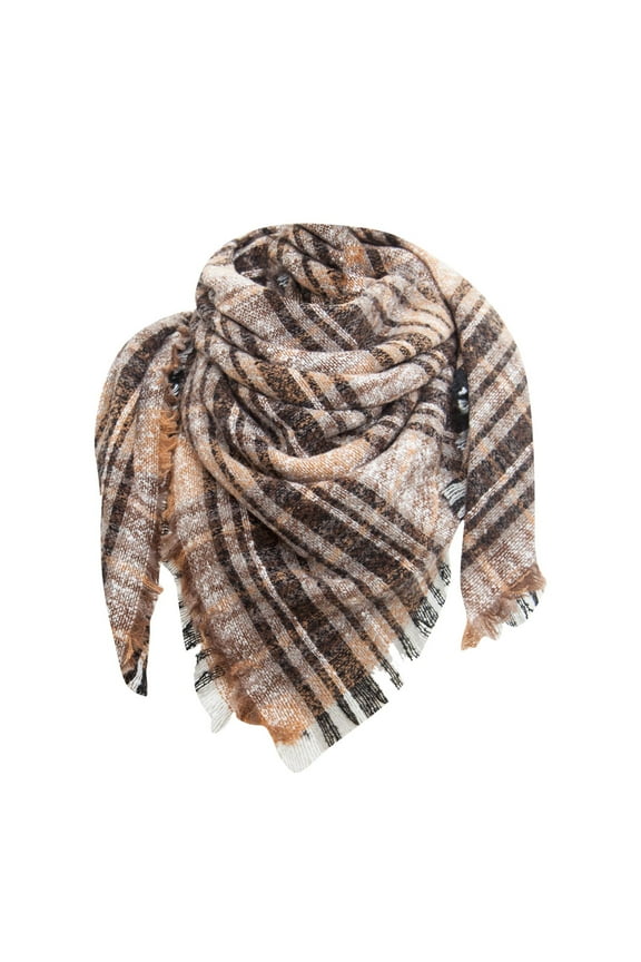 Scarf Women Fall Winter Scarf Classic Tassel Plaid Scarf Warm Soft Large Blanket Wrap Shawl Scarves Coffee