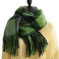 thumbnail image 1 of beishanbush Scarf Women's Autumn and Winter Colorful Plaid Shawl Thickening Warm Fringe Scarf Scarf Green, 1 of 7