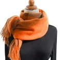 thumbnail image 1 of beishanbush Scarf Women's Autumn and Winter Colorful Plaid Shawl Thickening Warm Fringe Scarf Scarf Orange, 1 of 8