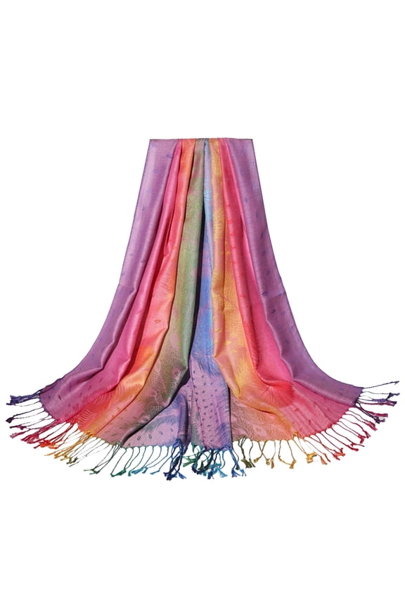 Scarf Womens Jacquard Cotton Scarf Colorful Ethnic Style Shawl Tassel Scarf Pink