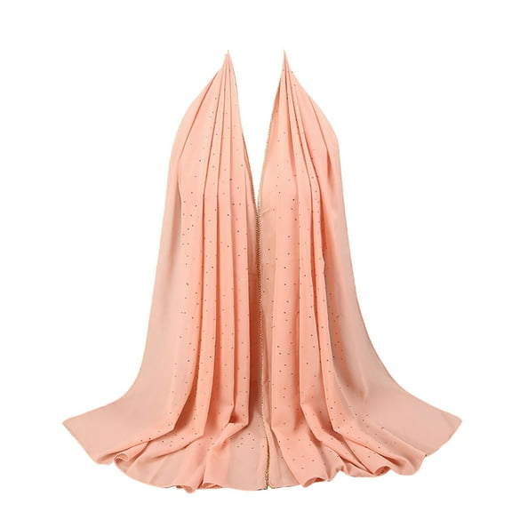 beishanbush Clothing 2025 Silk Scarves Women's Soft Chiffon Diamond Headscarf Spring Summer Long Shawl Hijab E