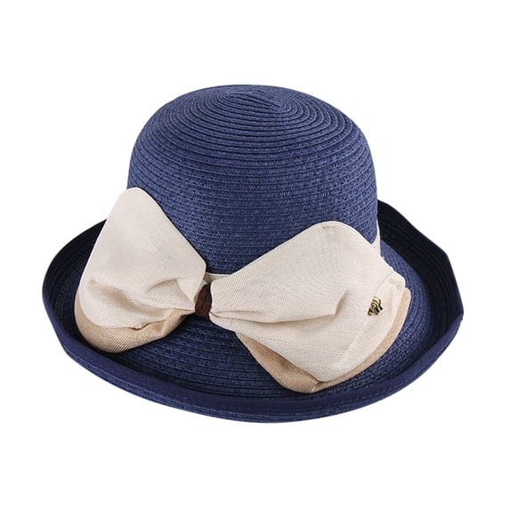 beishanbush Sun Hats Summer Hats for Women Wide Bongrace Women Straw Beach Hat Little Girl Sun Cap Foldable Ladies Hats Navy